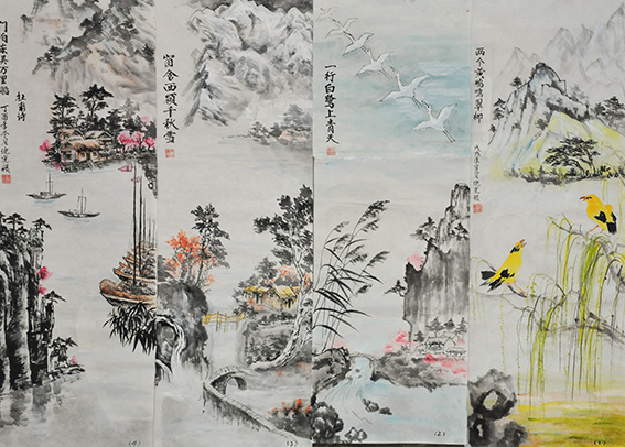 倪宪振作品5《杜甫诗》4条屏 2017年_
